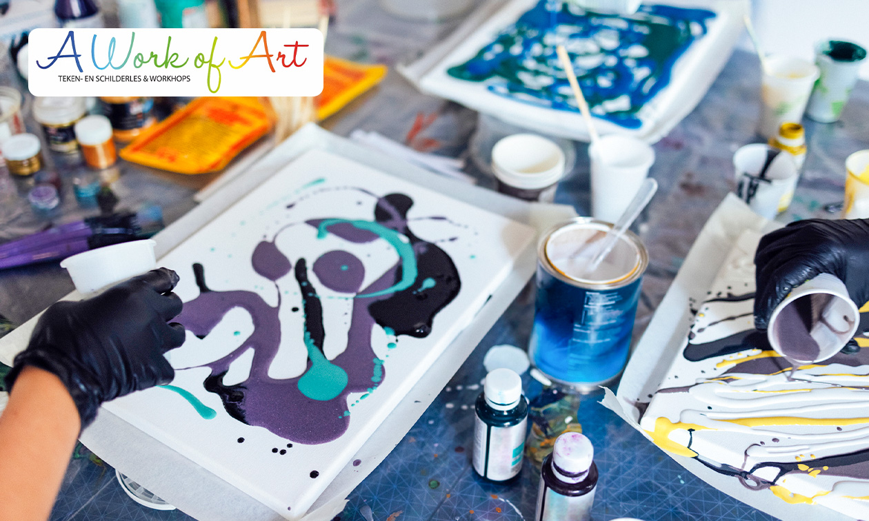 Workshop liquid art (2 uur) + koffie of thee + lekkernij