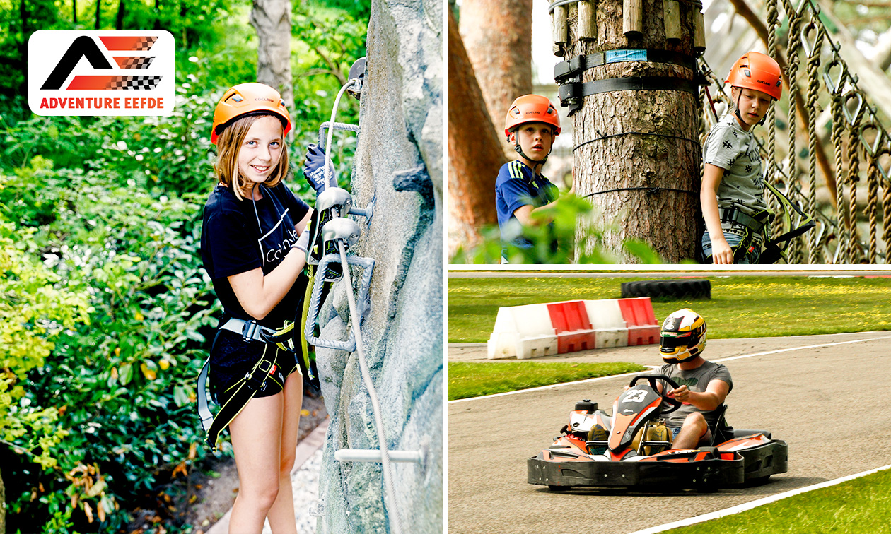 Klimbosparcours (2 uur), klettersteig (1 uur) of Sim Racen (1 of 2x 30 min)