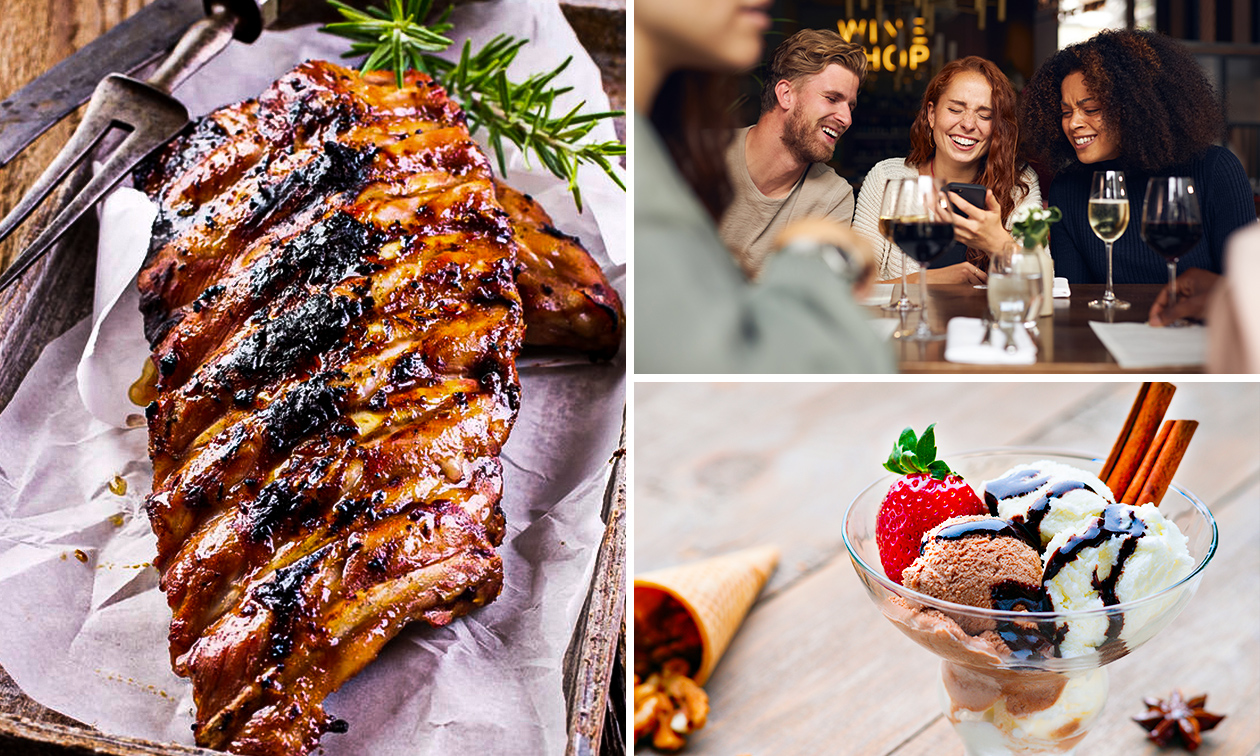 Spareribs à volonté + koffie + nagerecht bij Amadeus