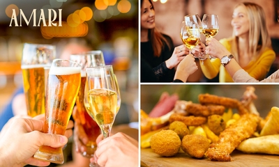 Borrelmix (8 stuks) met 3 glazen wijn of bier bij Amari in hartje Groningen