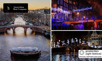 Rondvaart (75 min) + onbeperkt drank tijdens Amsterdam Light Festival