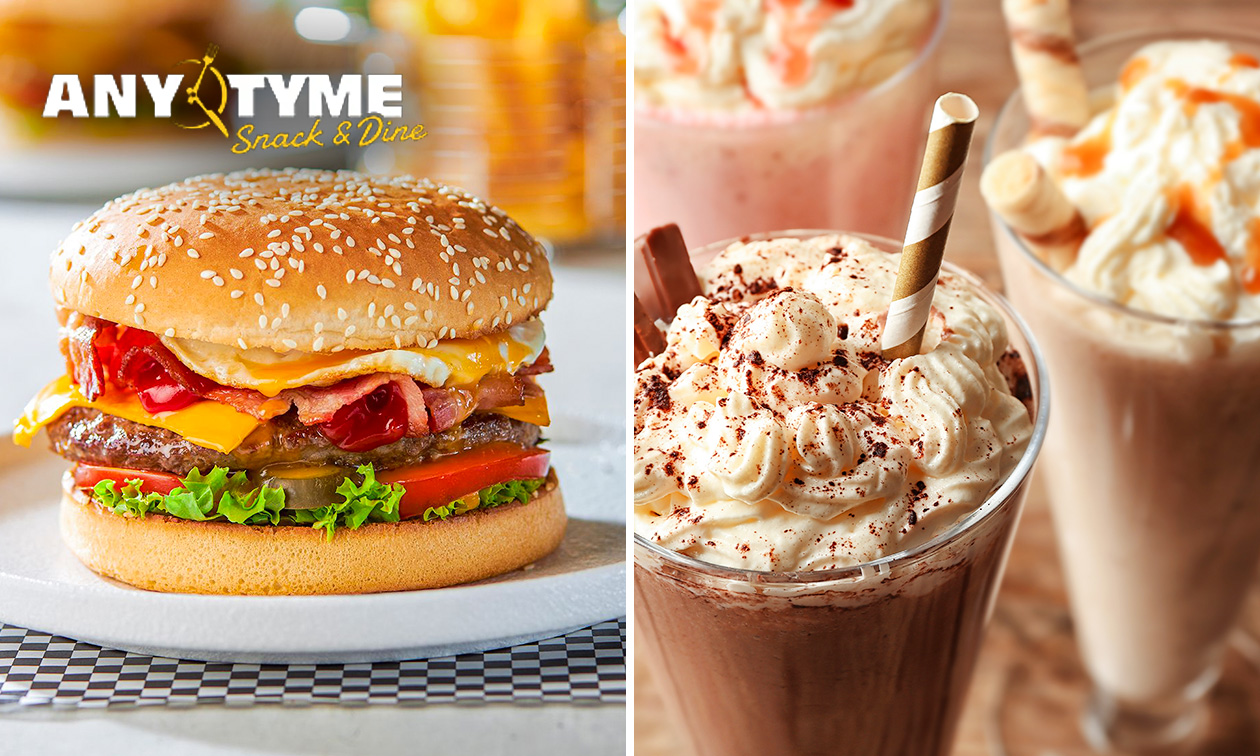Burger naar keuze + milkshake bij AnyTyme