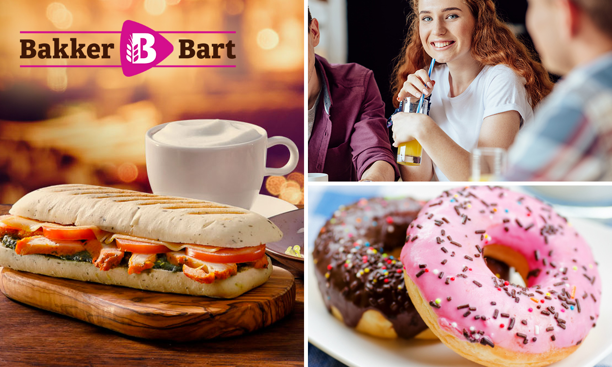 Panini + donut + drankje naar keuze bij Bakker Bart