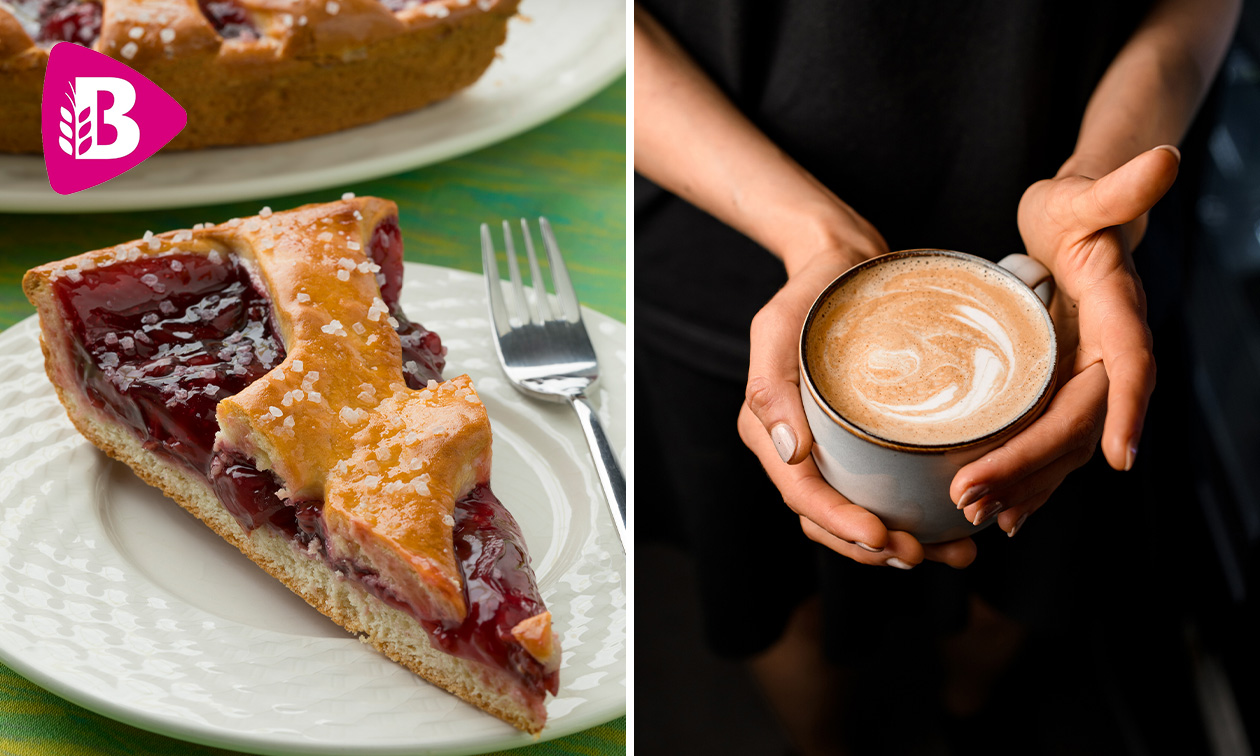 Stuk vlaai + warme drank naar keuze bij Bakker Bart Roermond Kazerneplein