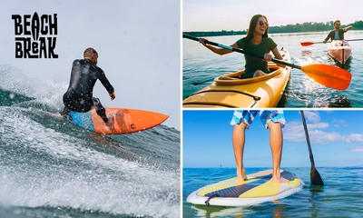 Huur van sup, kajak of surfboard óf 2 uur surfles