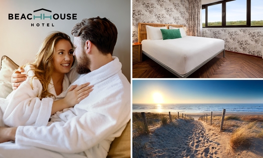 Luxe overnachting voor 2 + ontbijt + koffie met gebak aan zee