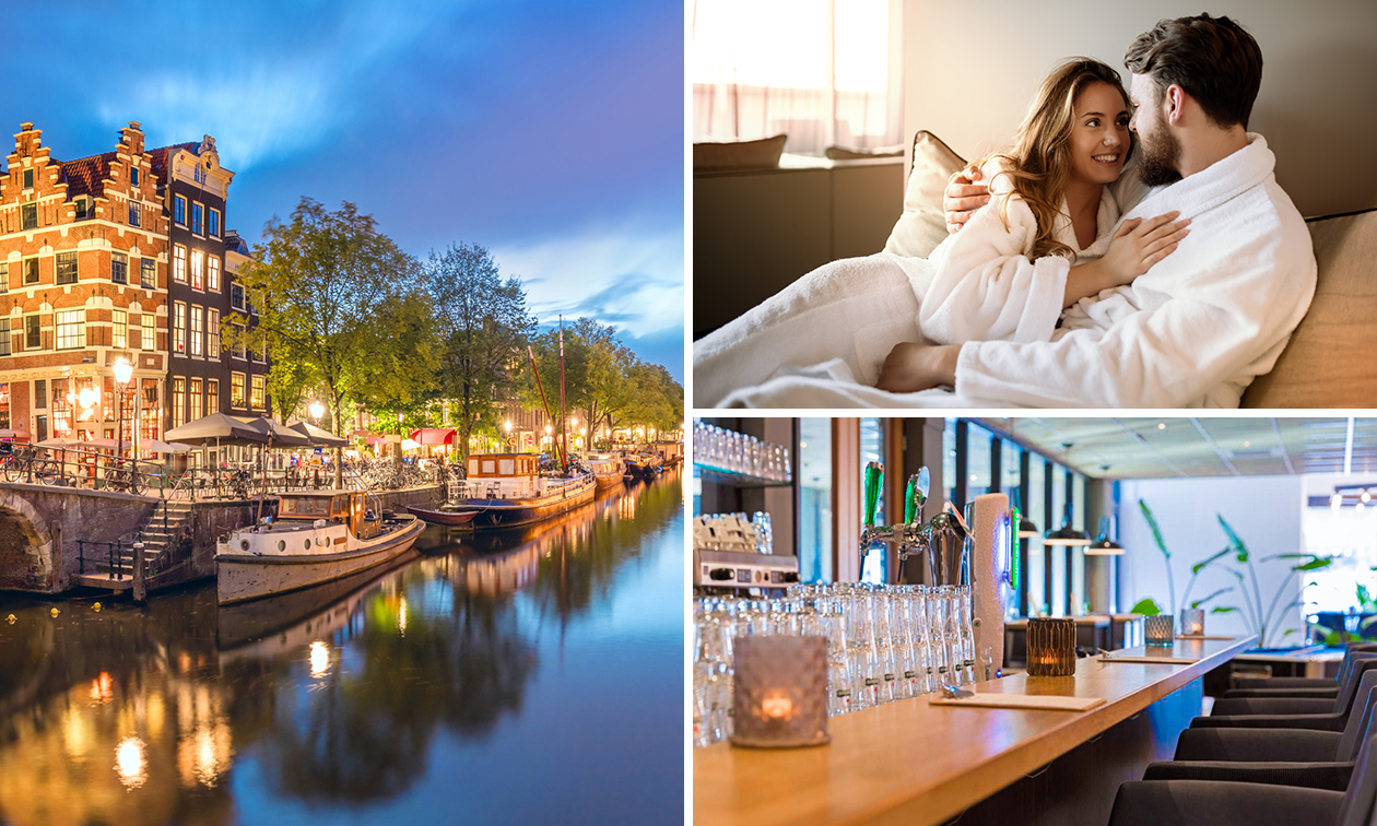 Overnachting voor 2 + welkomstdrankje + ontbijt in Amsterdam