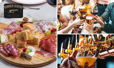Borrelplank + 3 wijnen of bieren of 2 cocktails bij Bistro Bommen Berend