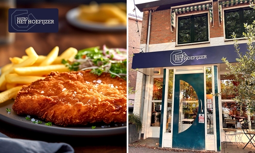 Schnitzel of worst + kartoffelsalat + friet bij Bistro Het Hoefijzer