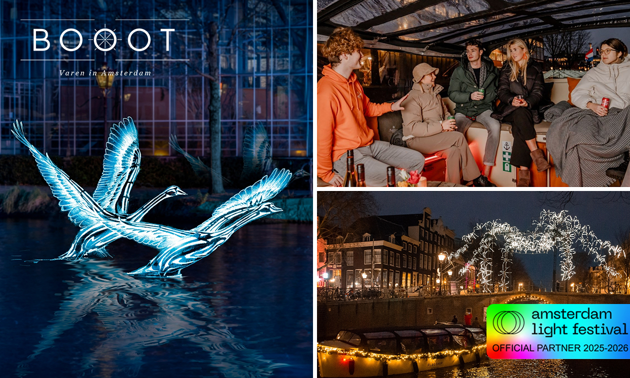 Rondvaart (75 min) tijdens Amsterdam Light Festival + evt. drankjes