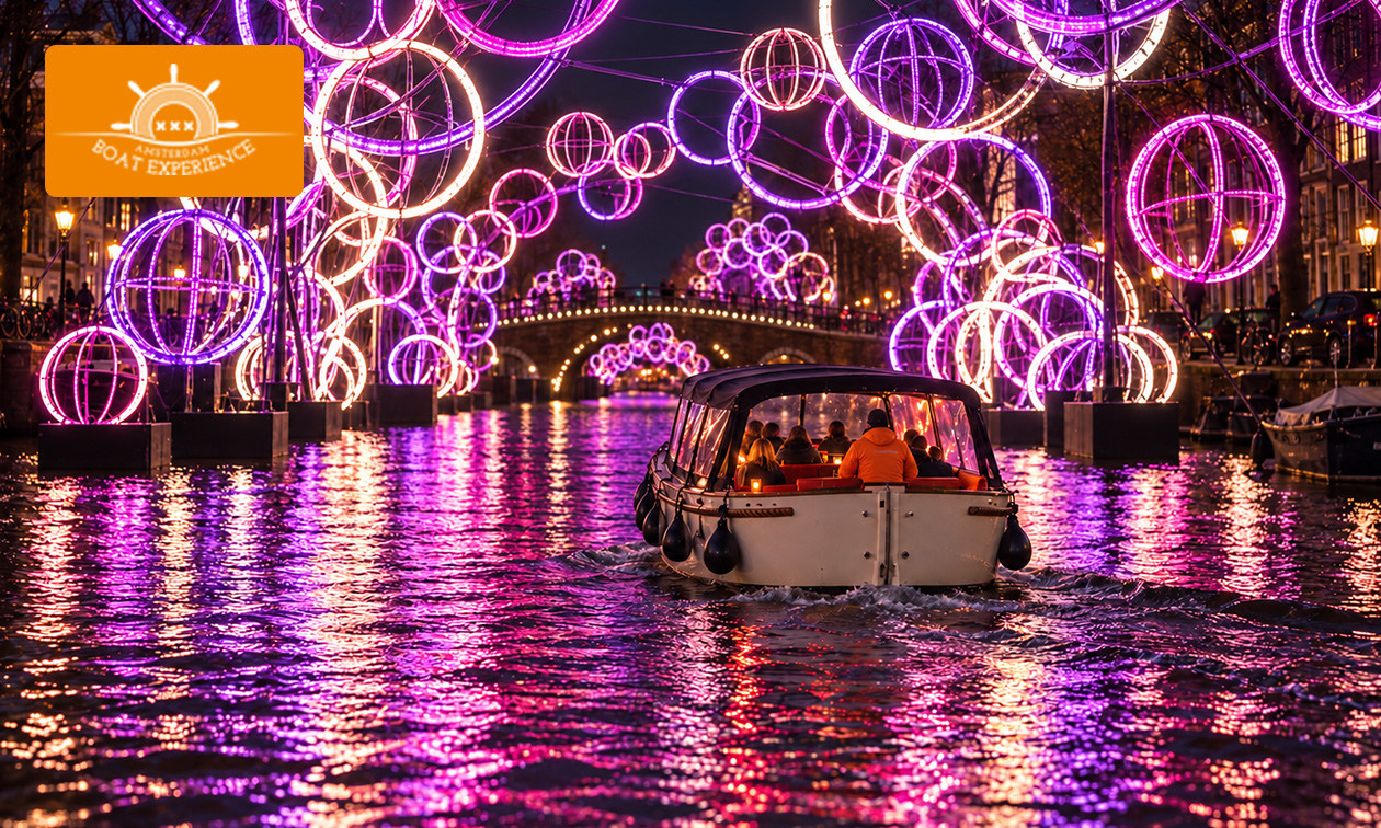 Rondvaart (75 min) tijdens Amsterdam Light Festival + evt. drankjes