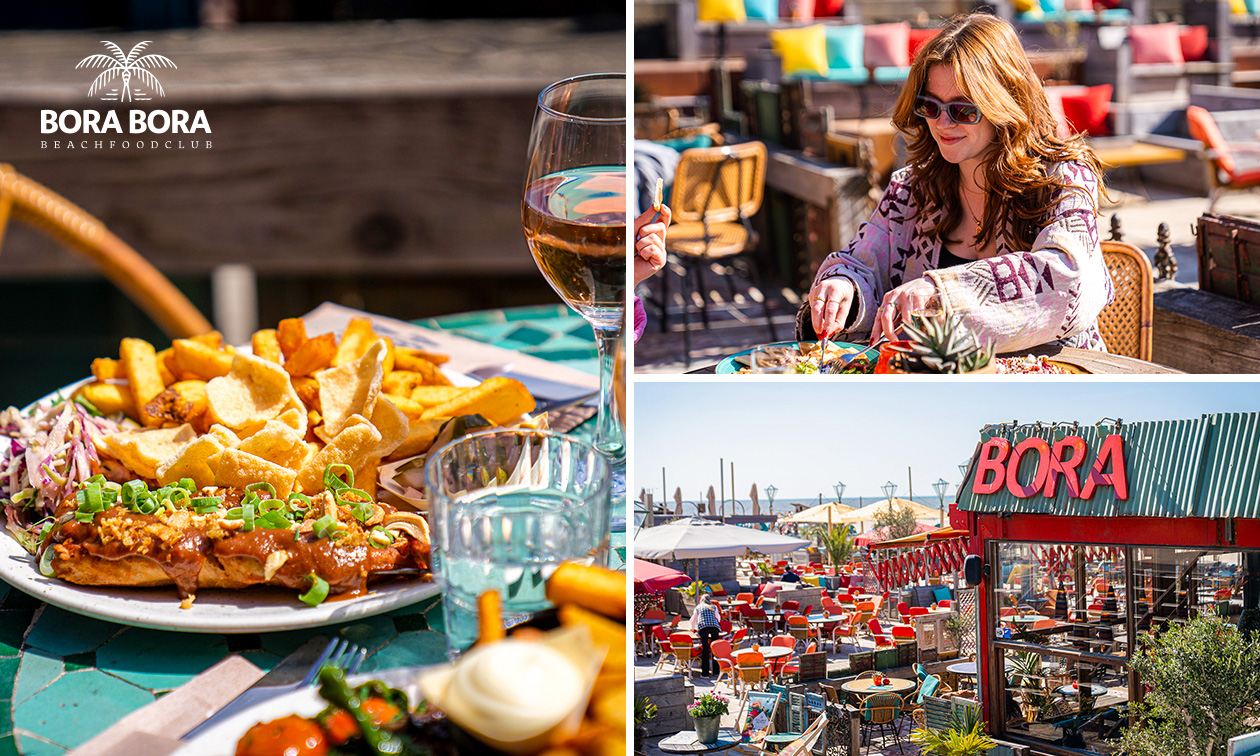 Hoofdgerecht naar keuze + evt. brood met dip bij Bora Bora Beachfoodclub