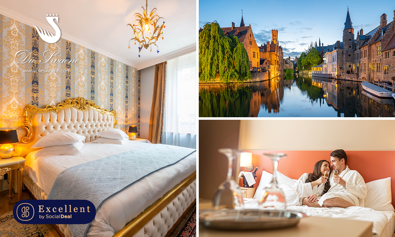 Overnachting voor 2 + ontbijt + late check-out + wellness in Brugge