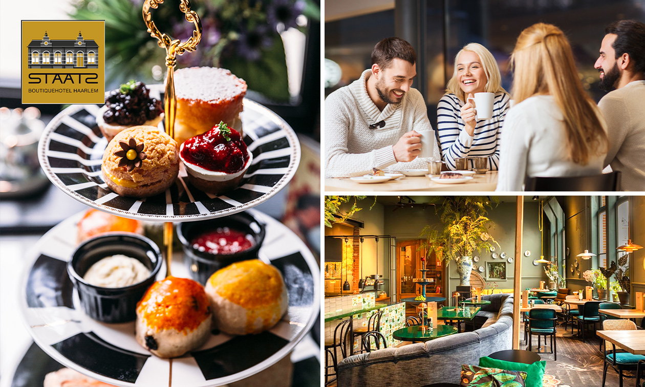 High tea + evt. glas bubbels bij Brasserie en Boutiquehotel STAATS