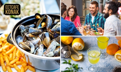 Goudmerk-mosselen (1 kg) + dessert + digestief bij Brasserie Konak