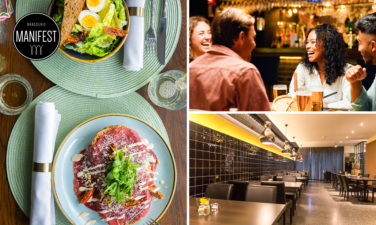 Zalige 2-gangenlunch met hoofd- en nagerecht bij Brasserie Manifest