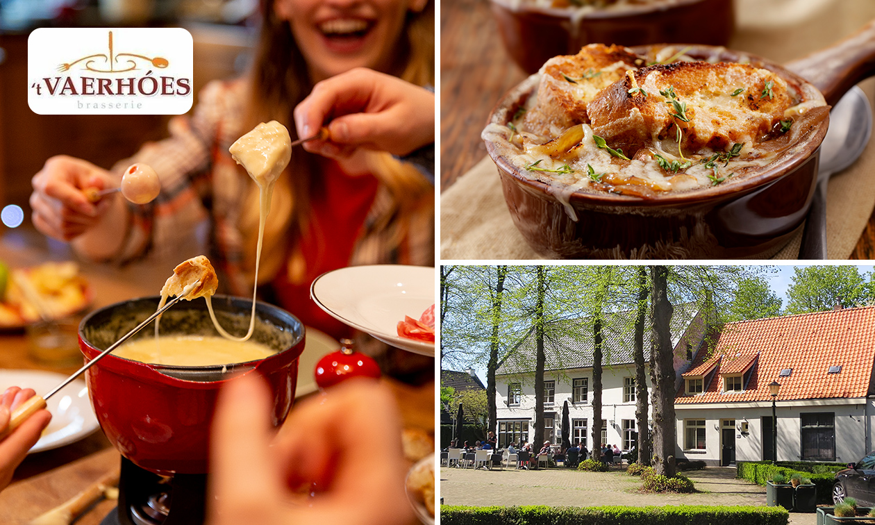 Kaasfondue incl. diverse dips + uiensoep bij Brasserie 't Vaerhóes