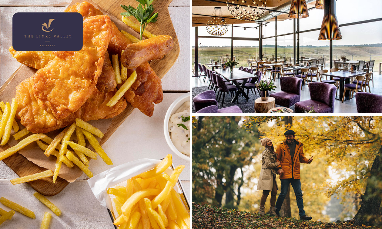 Fiets- of wandelarrangement + koffie/thee en gebak + 2-gangenlunch bij Brasserie The Valley