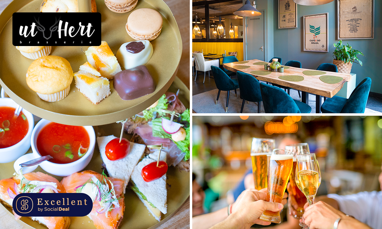 High tea, wine of beer + cava of 3 of 4 gerechtjes bij Brasserie Ut Hert