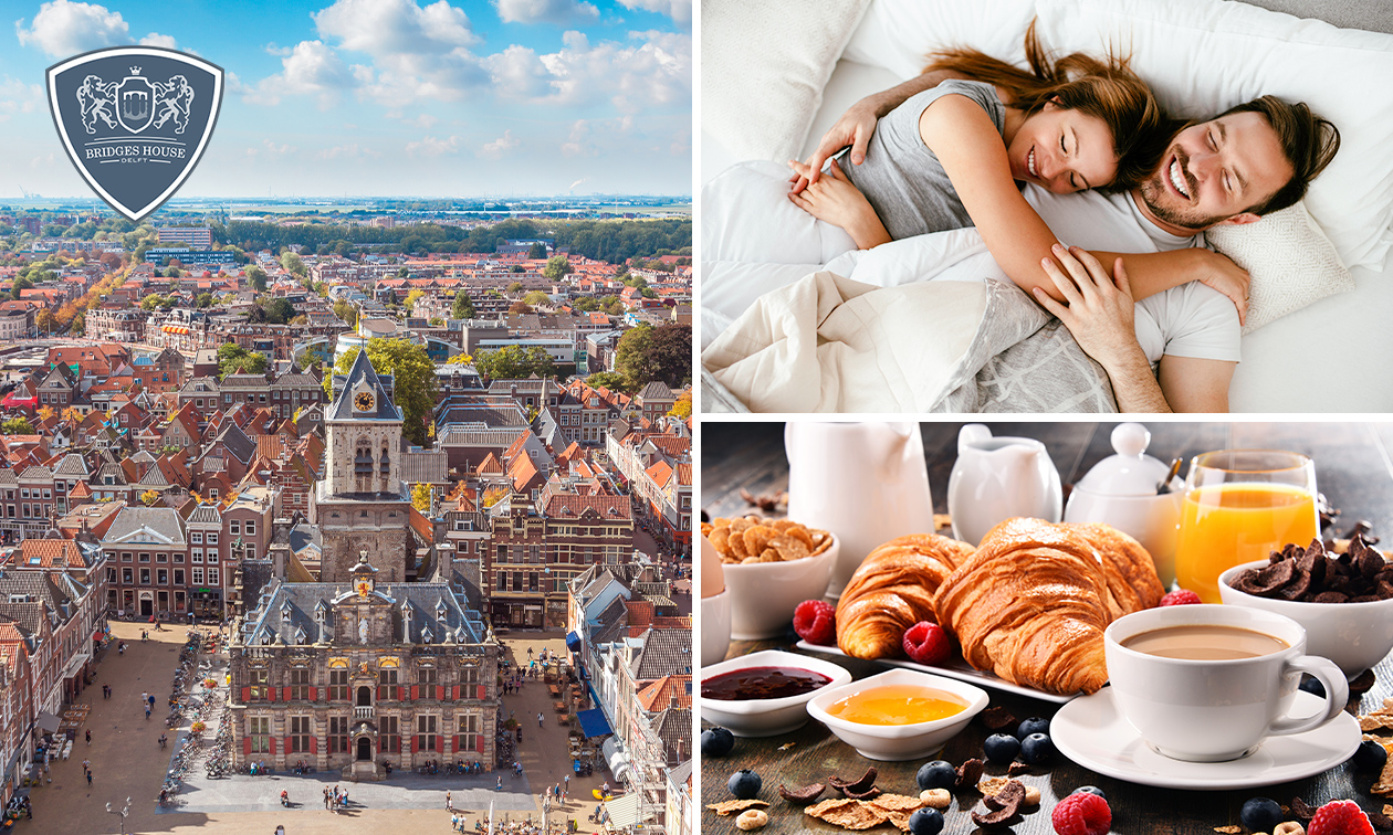 Overnachting voor 2 + ontbijt in hartje Delft