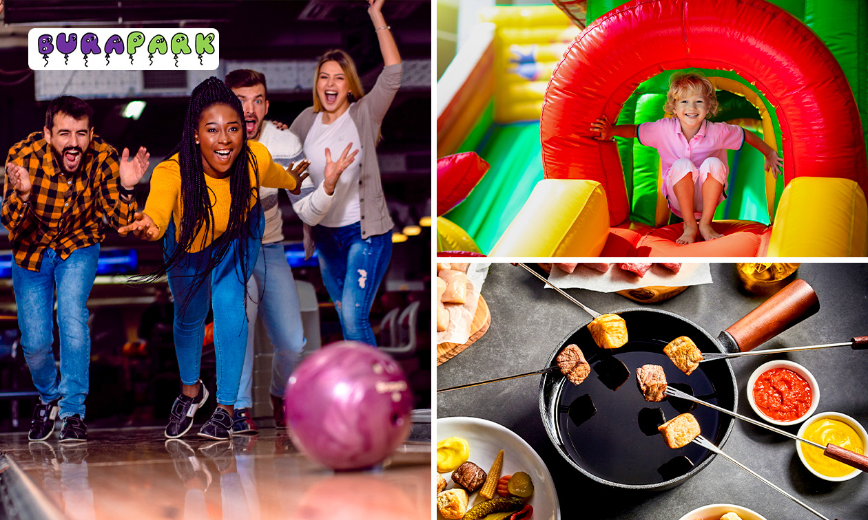Fondue + bowlen (1 uur) OF entree + ijsje bij speeldorp Burapark