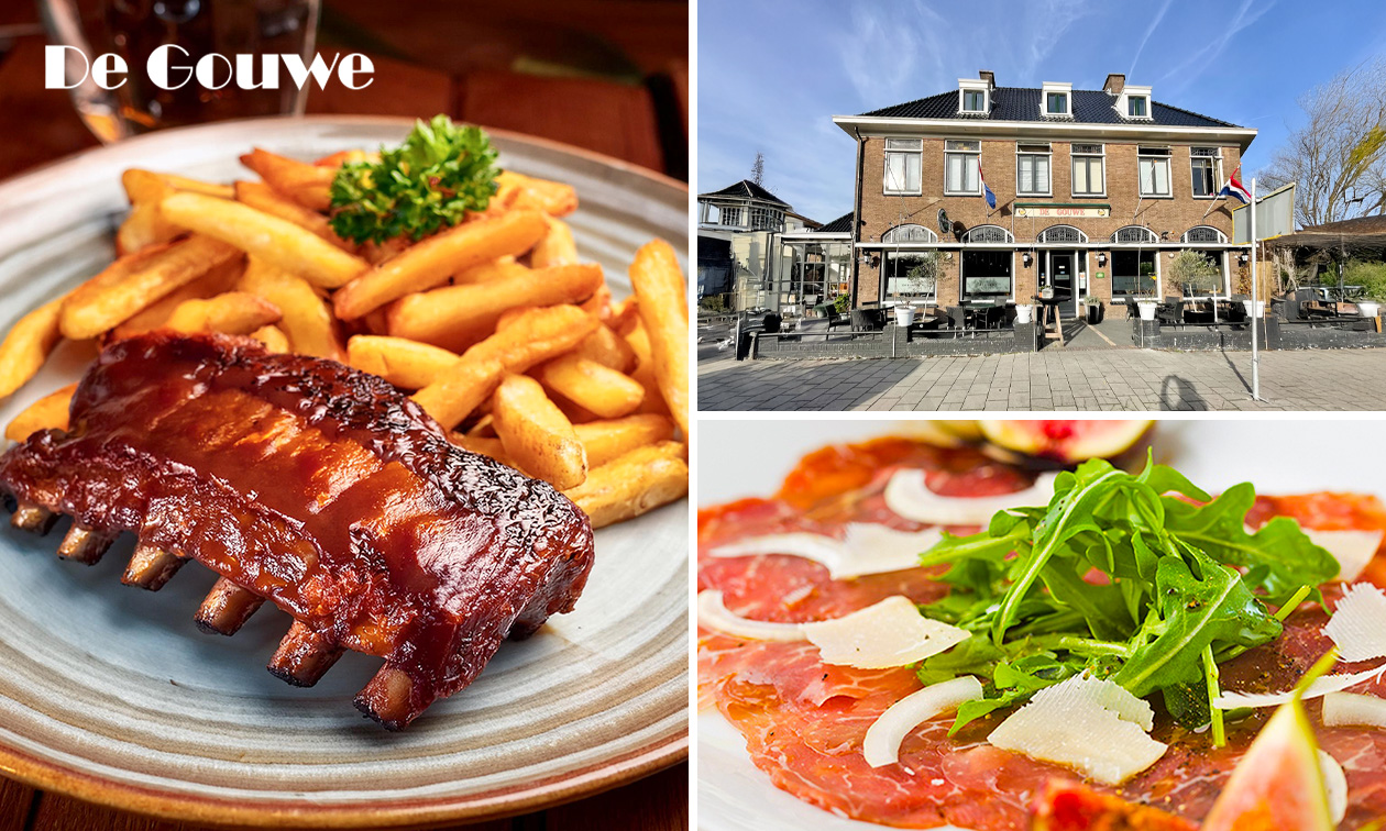 Hoofdgerecht of 3-gangen keuzediner bij Café de Gouwe in Oegstgeest