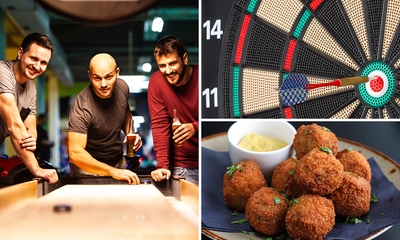 Shuffleboard + digi-darten + poolen + digi-sjoelen of bierproeverij + bittergarnituur