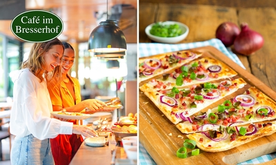 Frühstücksbuffet inkl. Kaffee, Tee und mehr oder Flammkuchen + Getränk