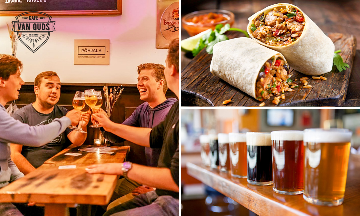Wijn- of bierproeverij of burrito bij Café van Ouds in hartje Nijmegen