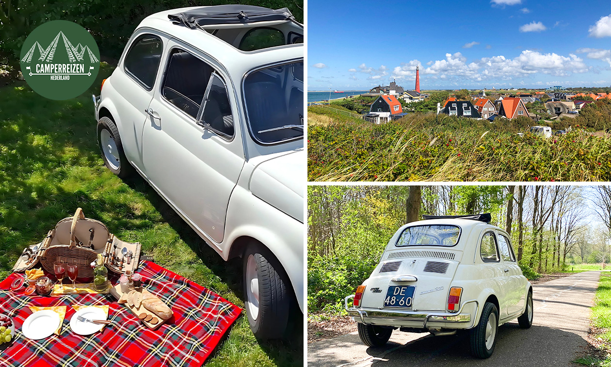 Huur Fiat 500 'Dolce' voor 2 (dagdeel of hele dag) + evt. lunch- of borrel-picknickmand