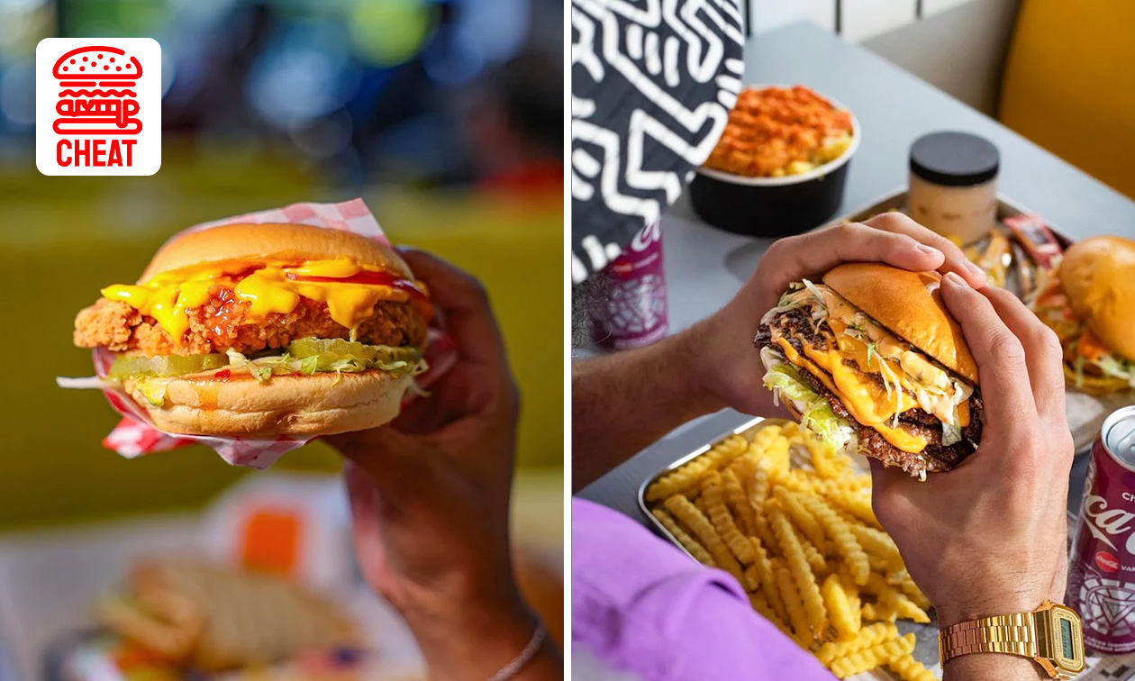 Burger + friet + saus + drankje voor dine-in of afhaal