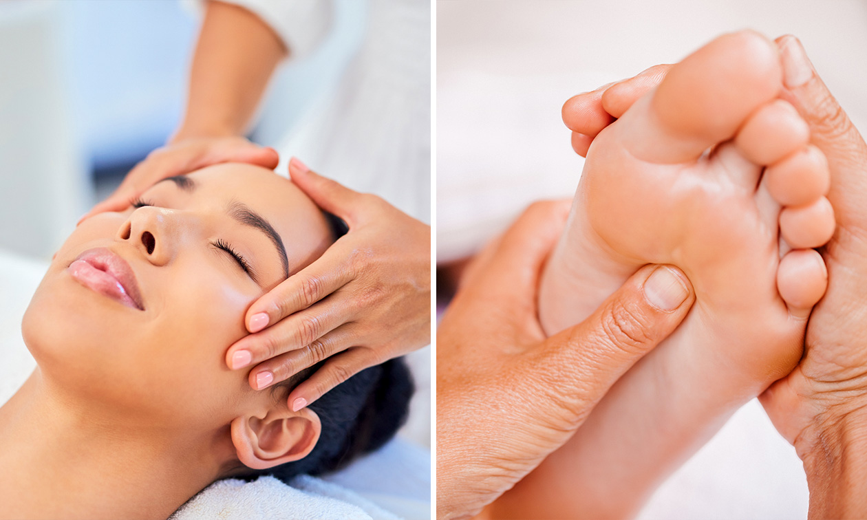 Voetreflexbehandeling + hoofd- en gezichtsmassage (75 min)