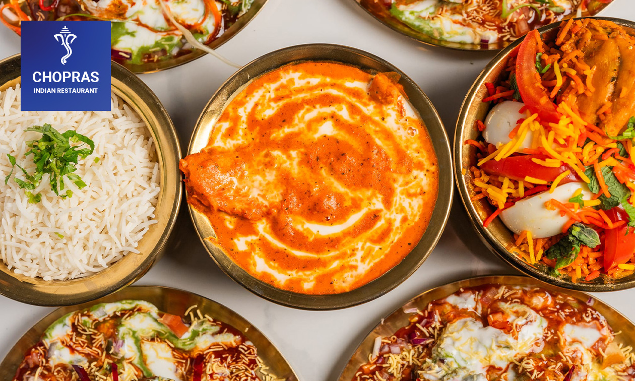 Indiase thali of 3-gangen keuzediner bij Chopra´s Indian Restaurant