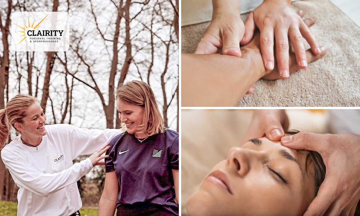 Reiki (30 min), massage naar keuze (45 of 60 min) of personal training (60 min)