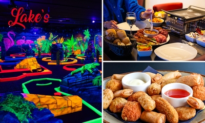 18 holes Crazy-Golf + tafelgrillen of borrelgarnituur