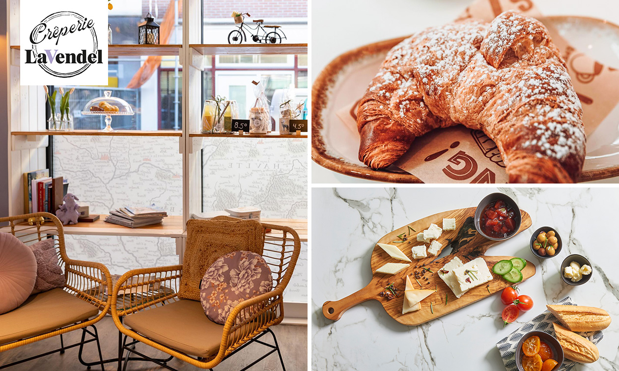Frans ontbijt of borrelplank + drankje naar keuze bij Crêperie LaVendel