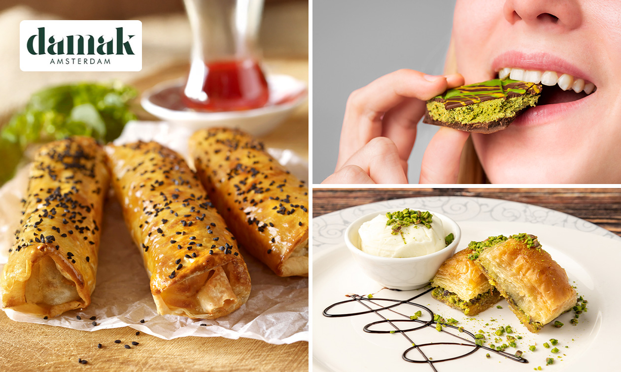 Waardebon voor Turkse delicatessen of cheesecake, baklava of böreks + drankje