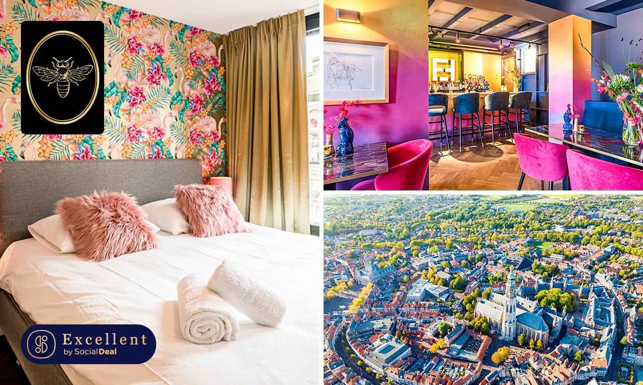 Overnachting voor 2 + ontbijt + late check-in + late check-out + fles wijn in Middelburg