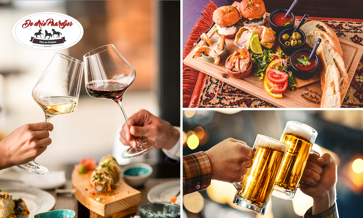 High wine of high beer + hapjesplank of hapjes per ronde