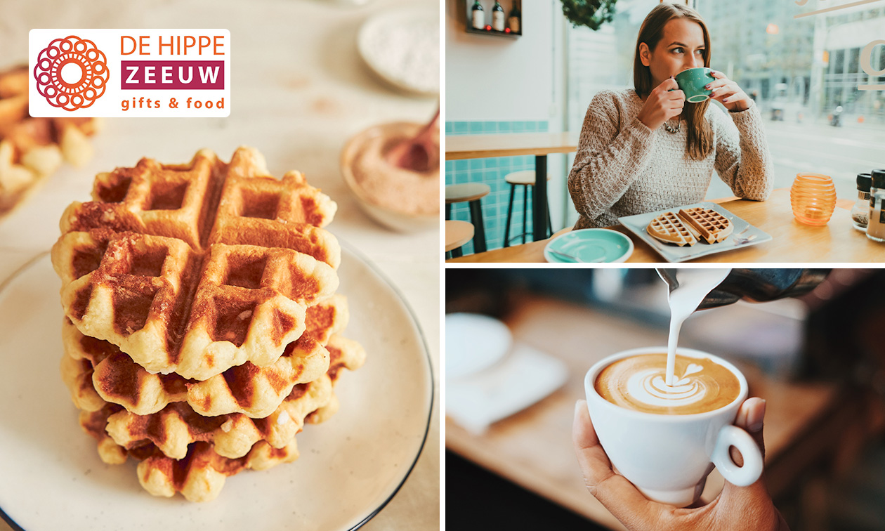 Suikerwafel + warme drank bij De Hippe Zeeuw Gifts & Food