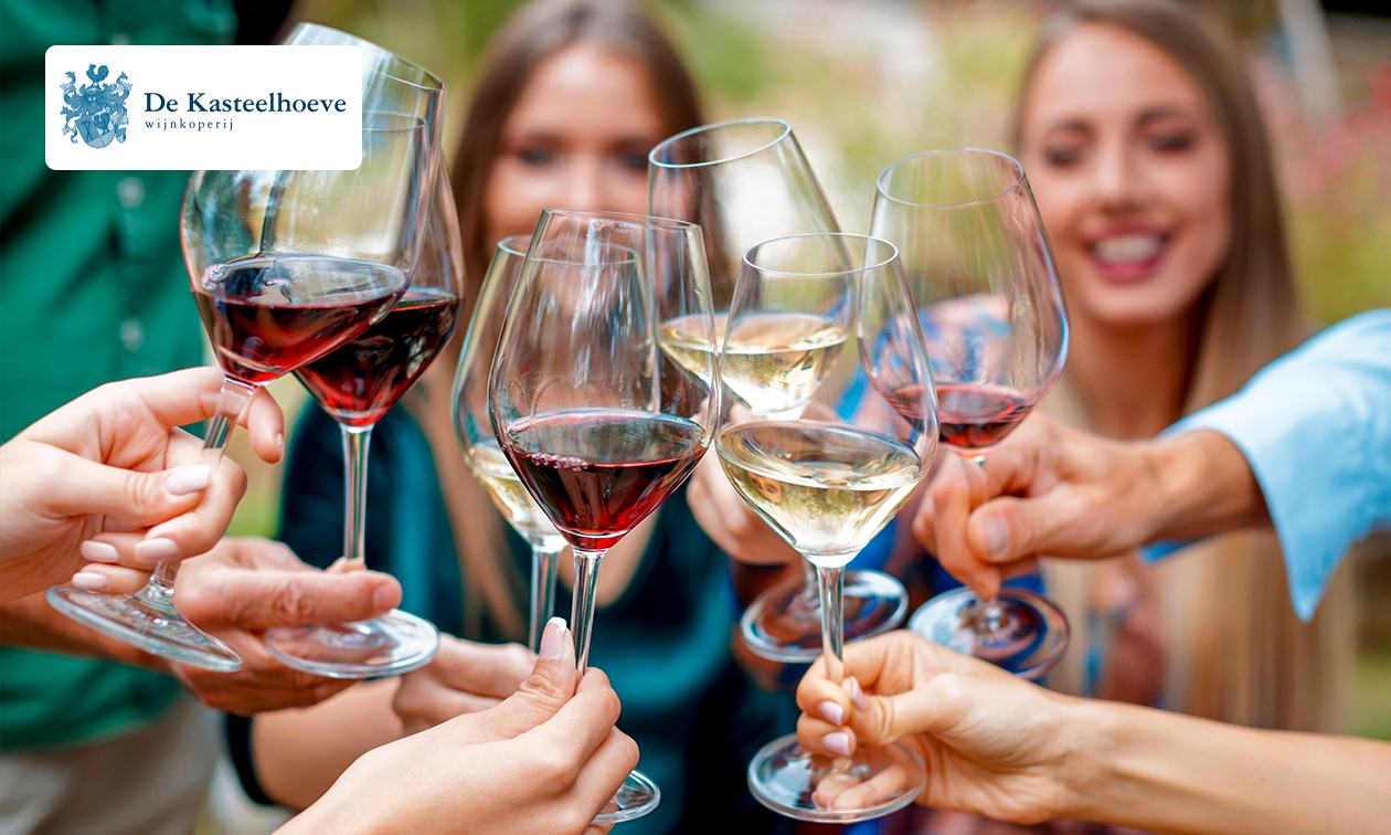 Dégustation de vin ou de mousseux (6 pers.) à domicile + bouteille de vin (4, 6 ou 8 pers.)