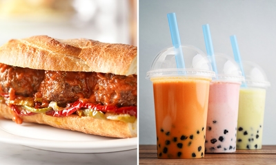 Broodje grillworst + bubble tea of milkshake of frappé naar keuze