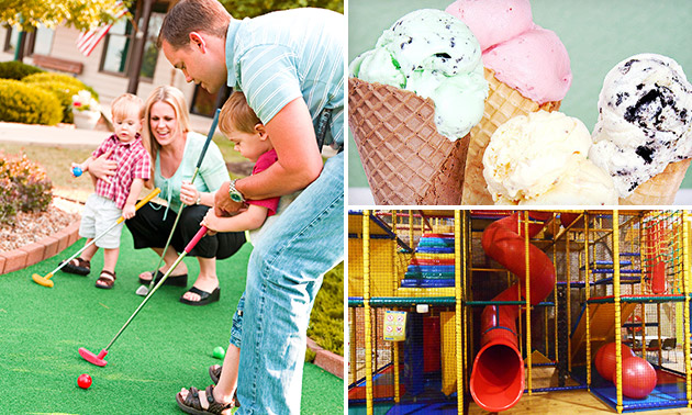 Midgetgolf + ijsje + evt. entree speelparadijs Midgetgolf + ijsje + evt. entree speelparadijs
