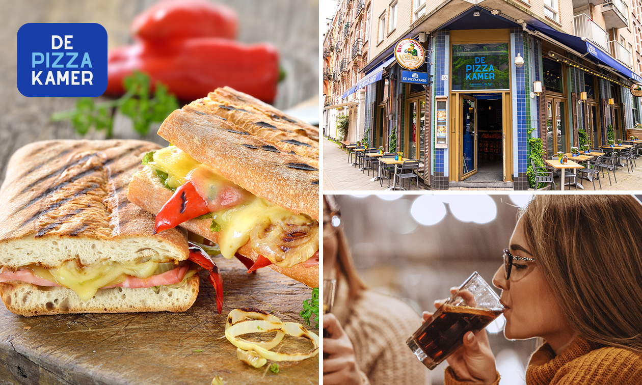 Panini of salade naar keuze + frisdrank bij De Pizzakamer De Pijp