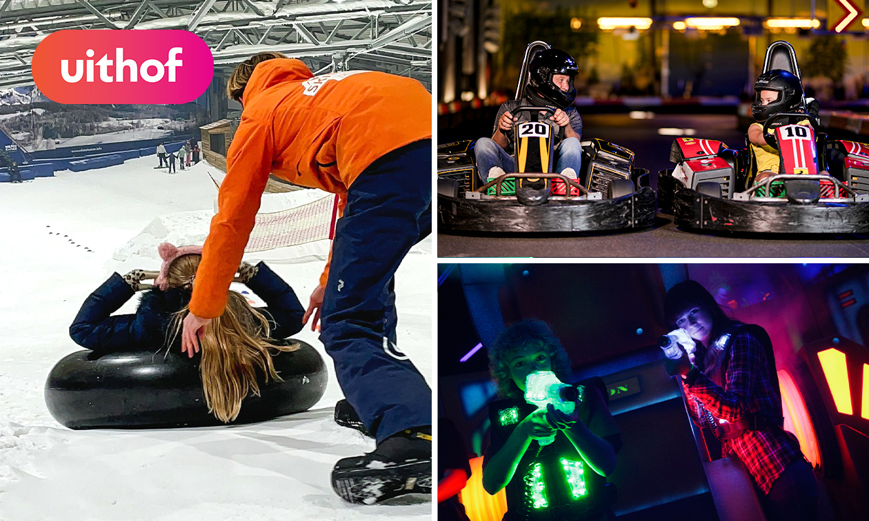 1 uur tuben, 1 uur skiën of snowboarden, 1 heat karten en 1 missie lasergamen