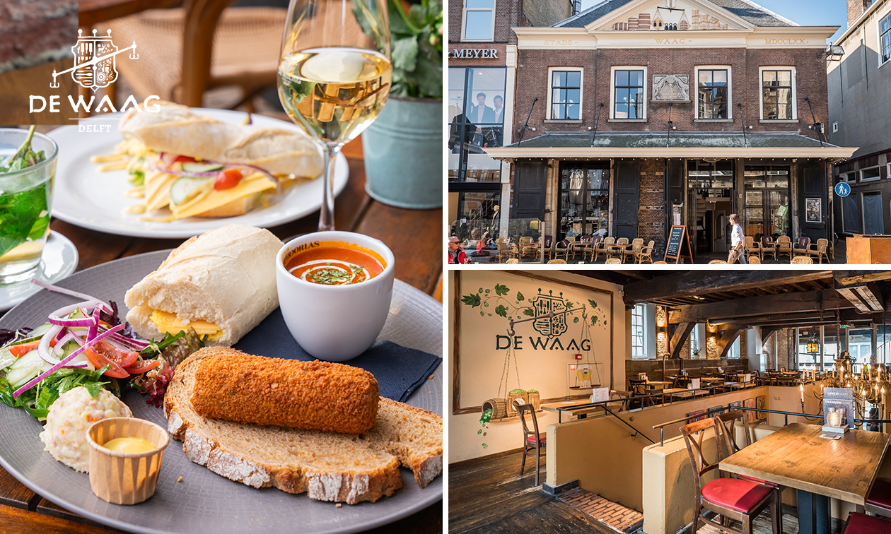 12-uurtje of 2-gangenlunch in Delft bij De Waag in hartje Delft