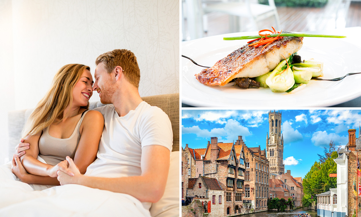 Overnachting voor 2 + ontbijt + 3-gangenlunch + late check-out in hartje Brugge