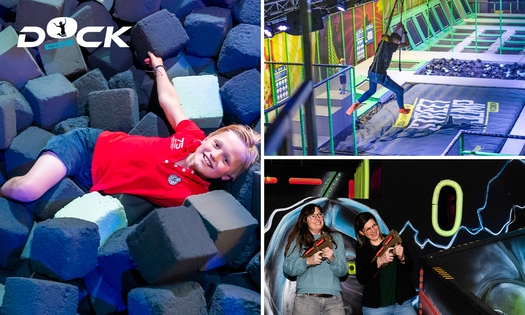 Entree trampoline- en airpark + slushy en chips + evt. Skyrider, lasergame of X-Floor