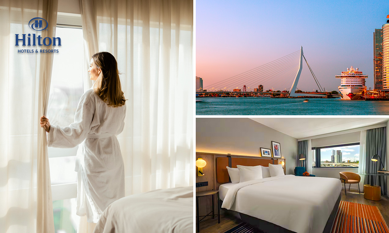 Overnachting voor 2 + welkomstdrankje + ontbijt + late check-out in hartje Rotterdam