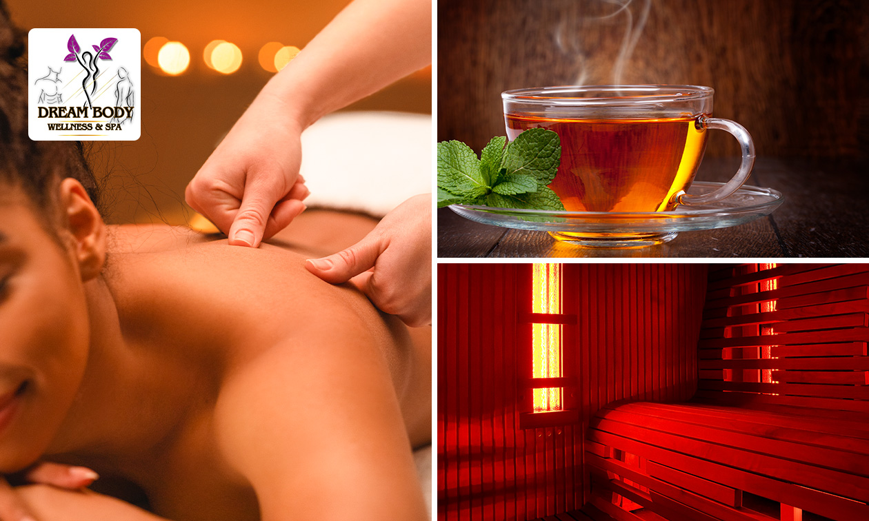 Ontspanningsmassage (60 min) + thee + evt. infraroodsauna (30 min)